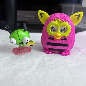 Pink and Green Gir and Furby Toy Figures